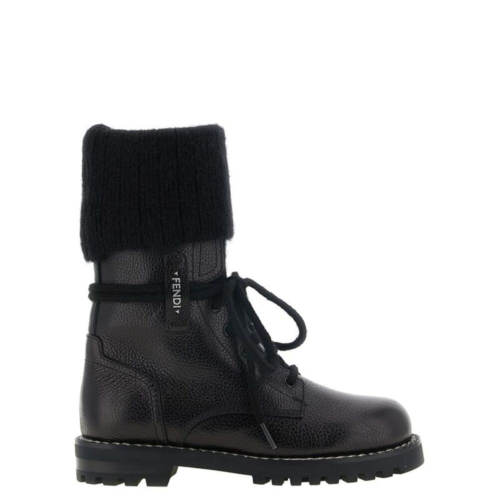 Fendi Black Calfskin Lace-Up Women's Boots